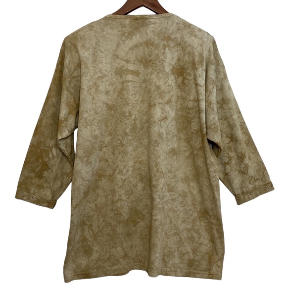 Vintage Top Womens One Size Beige Tie Dye Fringe Southwestern Studs Cowgirl - Picture 2 of 11